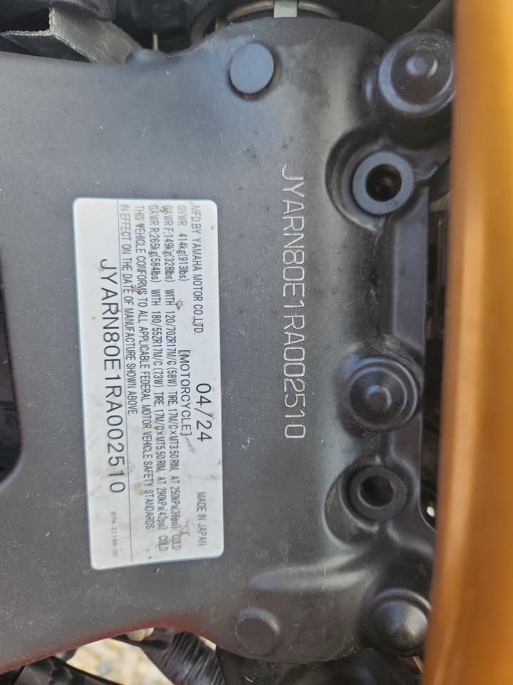 2024 Yamaha Mtm890 VIN: JYARN80E1RA002510 Lot: 84479475