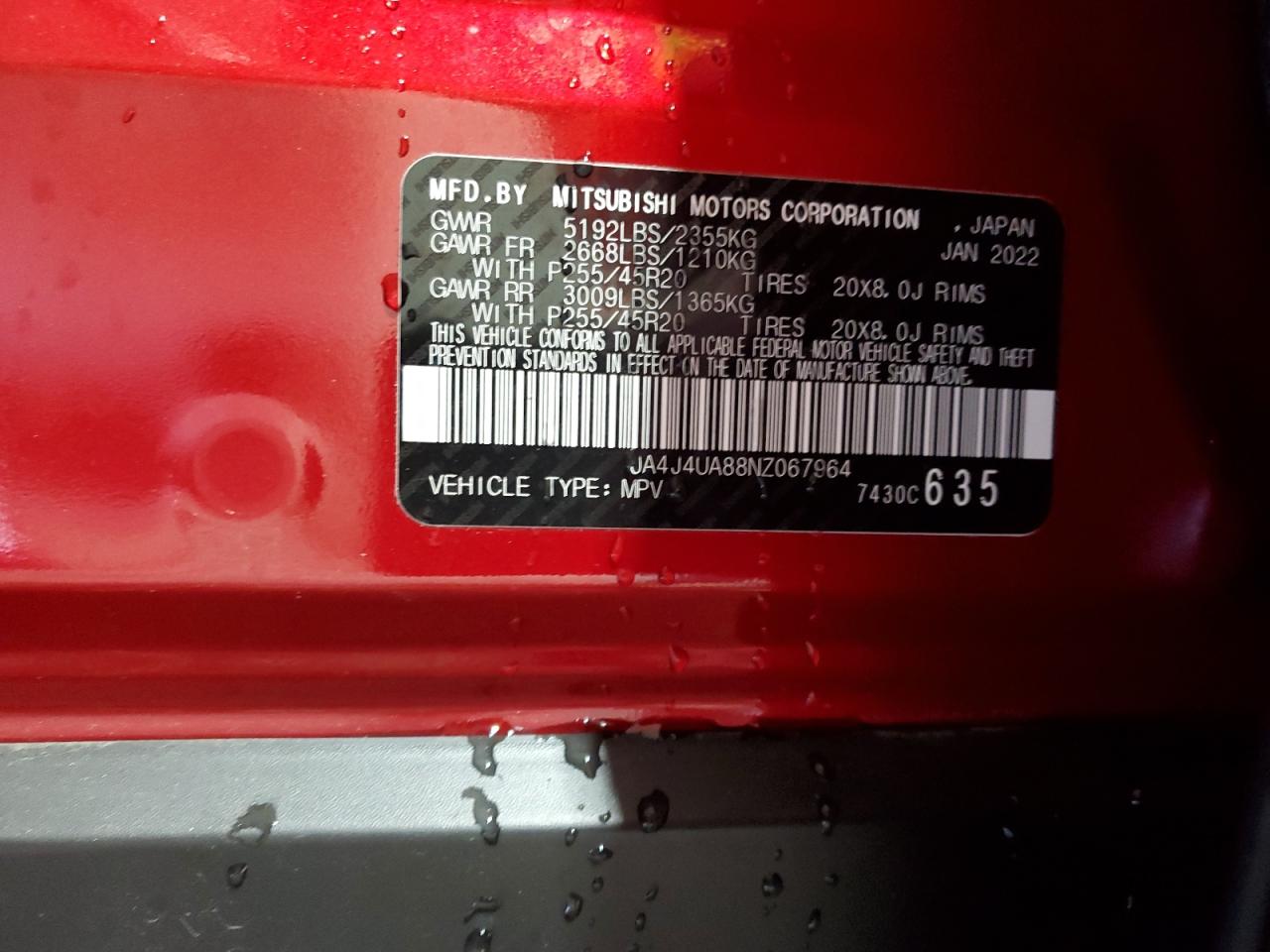 2022 Mitsubishi Outlander Se VIN: JA4J4UA88NZ067964 Lot: 89721505