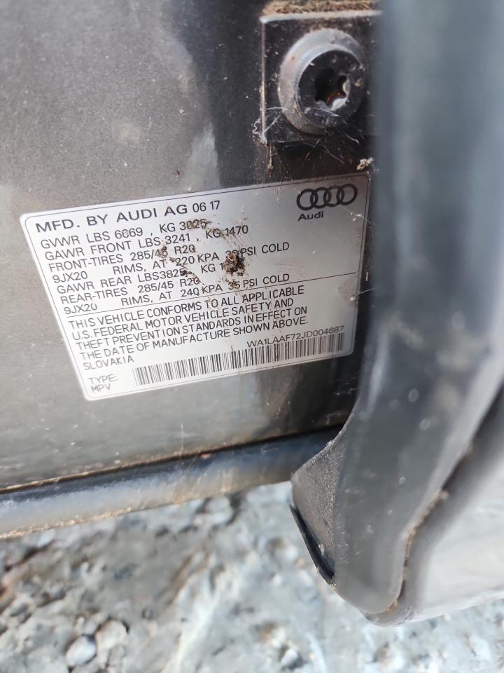 2018 Audi Q7 Premium Plus VIN: WA1LAAF72JD004687 Lot: 90698275