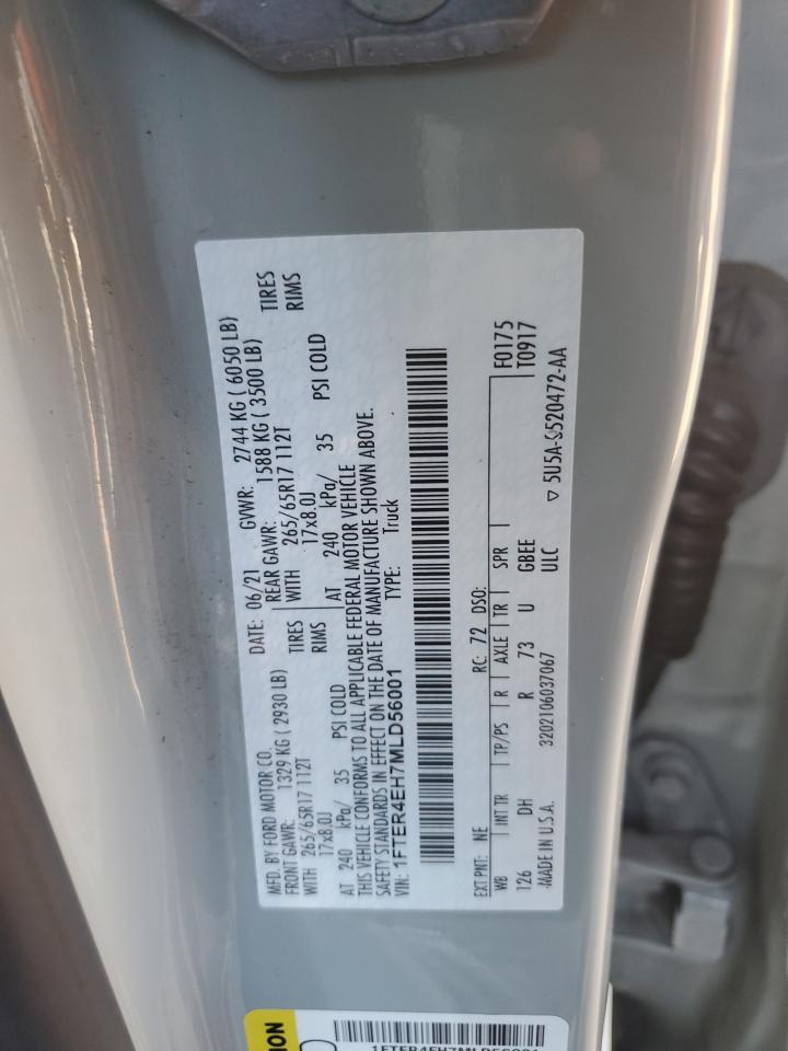 2021 Ford Ranger Xl VIN: 1FTER4EH7MLD56001 Lot: 85595215