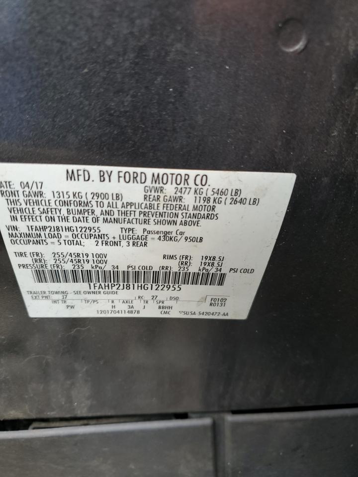 2017 Ford Taurus Limited VIN: 1FAHP2J81HG122955 Lot: 91041165