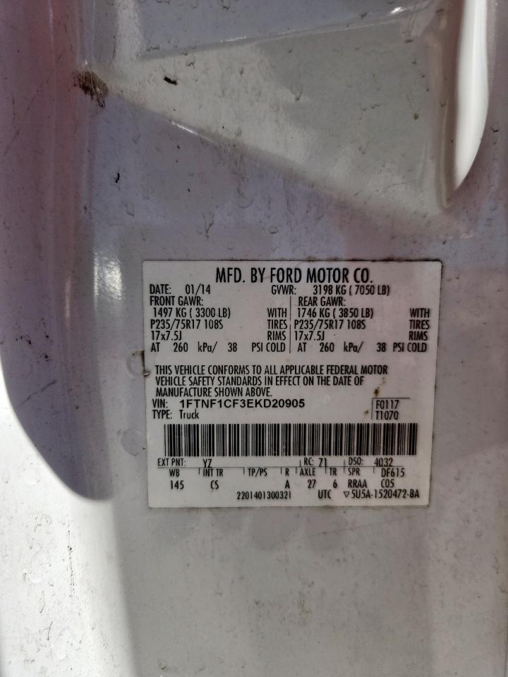 2014 Ford F150 VIN: 1FTNF1CF3EKD20905 Lot: 85947635
