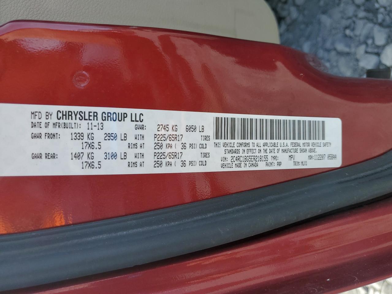 2014 Chrysler Town & Country Touring VIN: 2C4RC1BG5ER218155 Lot: 84285365