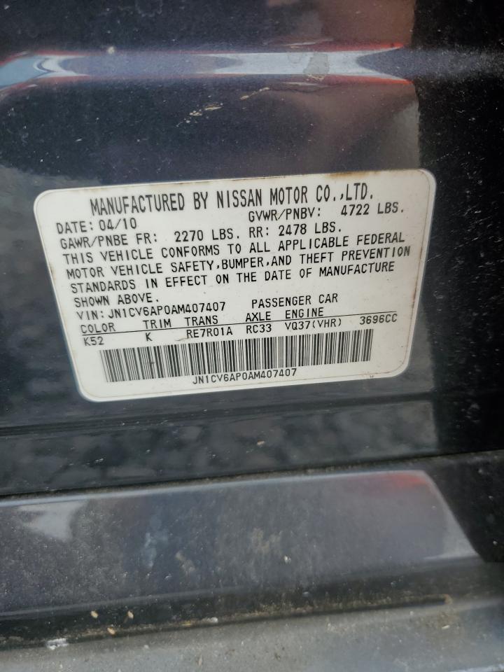 2010 Infiniti G37 Base VIN: JN1CV6AP0AM407407 Lot: 86130745