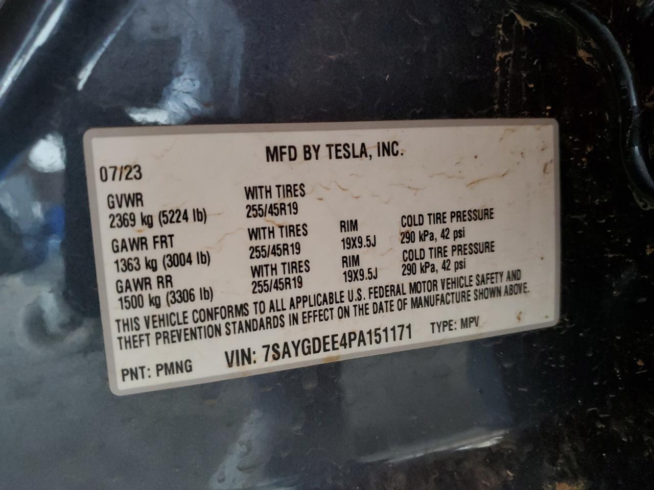 2023 Tesla Model Y VIN: 7SAYGDEE4PA151171 Lot: 87402605