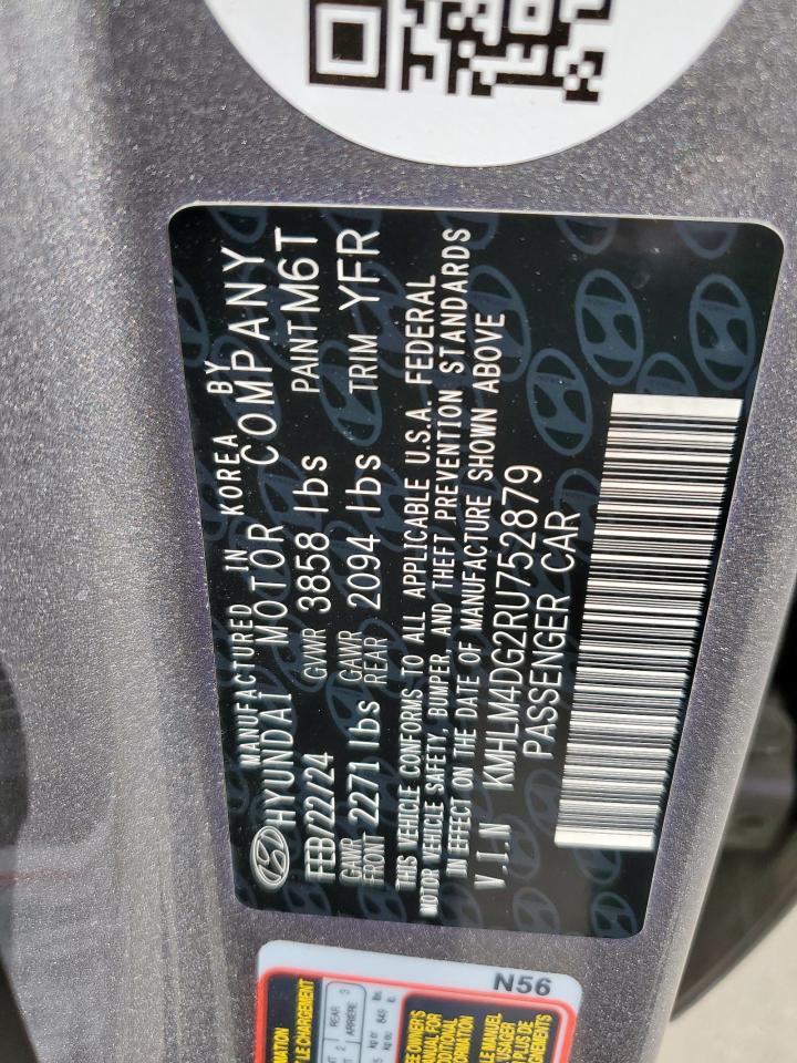 2024 Hyundai Elantra Sel VIN: KMHLM4DG2RU752879 Lot: 86090405