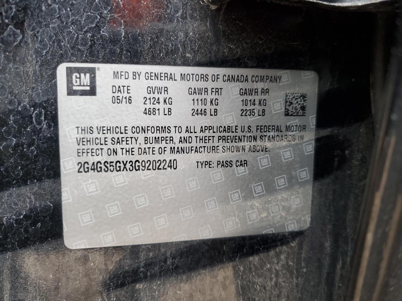 2016 Buick Regal Premium VIN: 2G4GS5GX3G9202240 Lot: 90723745