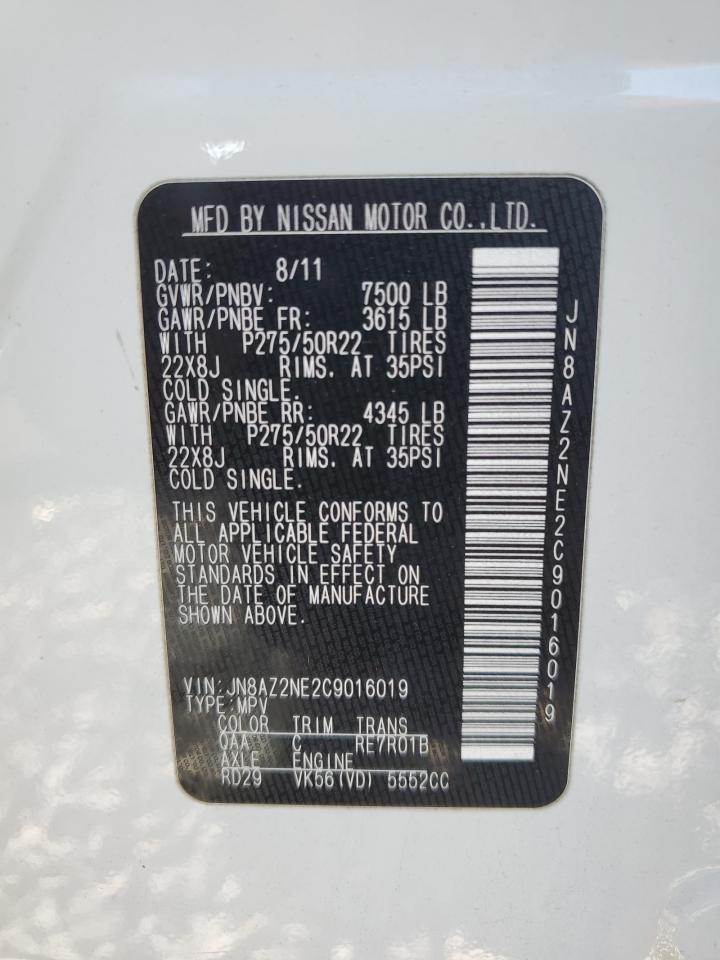 2012 Infiniti Qx56 VIN: JN8AZ2NE2C9016019 Lot: 82388715