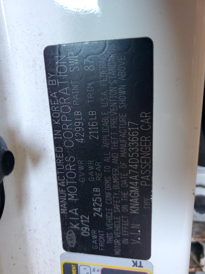 2013 Kia Optima Lx VIN: KNAGM4A74D5336617 Lot: 86151015