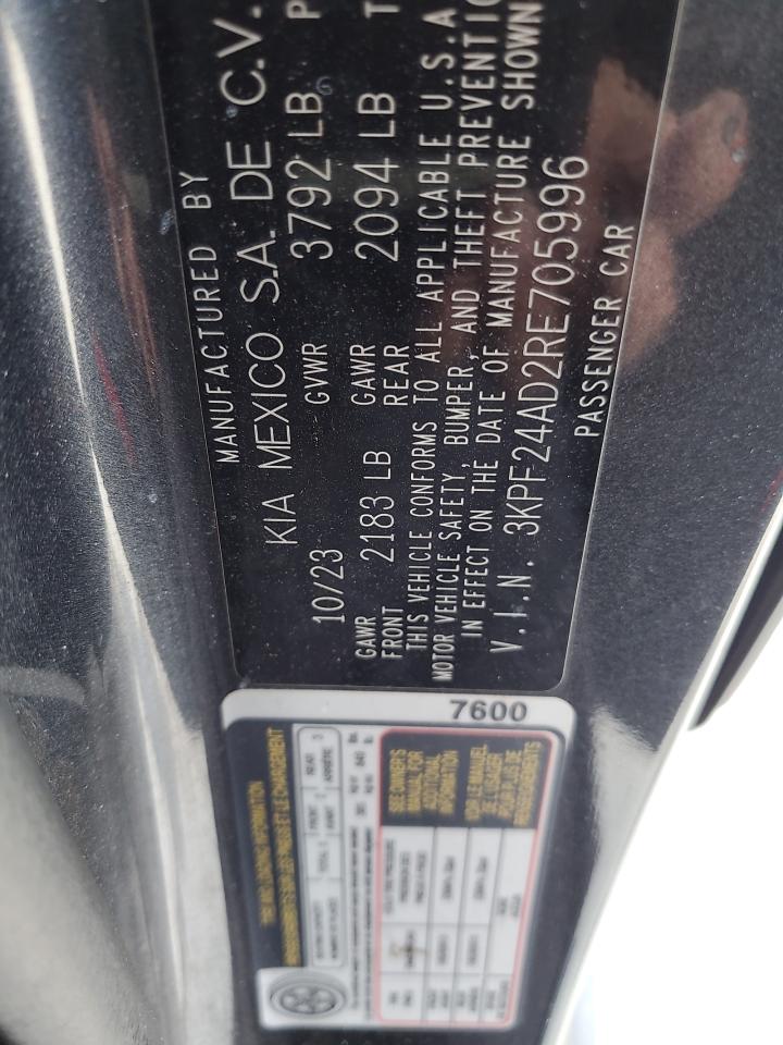 2024 Kia Forte Lx VIN: 3KPF24AD2RE705996 Lot: 85341605