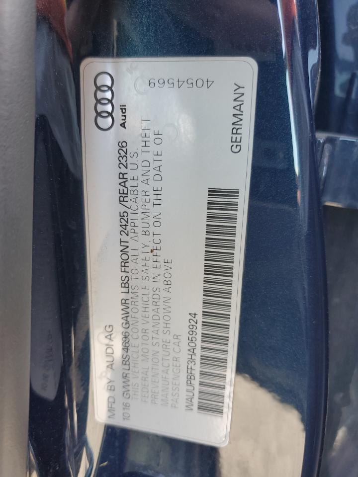 2017 Audi A3 E-Tron Premium VIN: WAUUPBFF3HA059924 Lot: 69884645