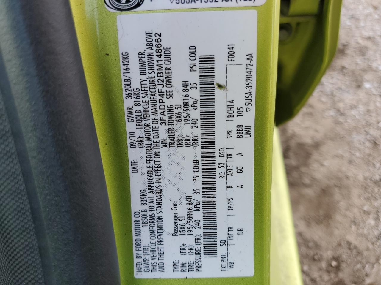 2011 Ford Fiesta Ses VIN: 3FADP4FJ2BM148662 Lot: 81871545