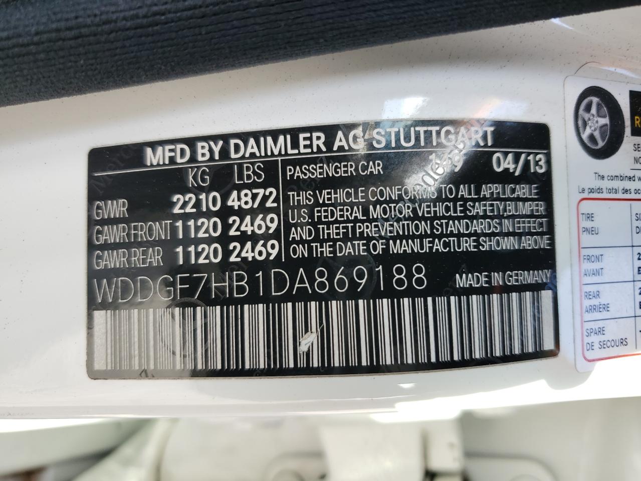 2013 Mercedes-Benz C 63 Amg VIN: WDDGF7HB1DA869188 Lot: 82447485