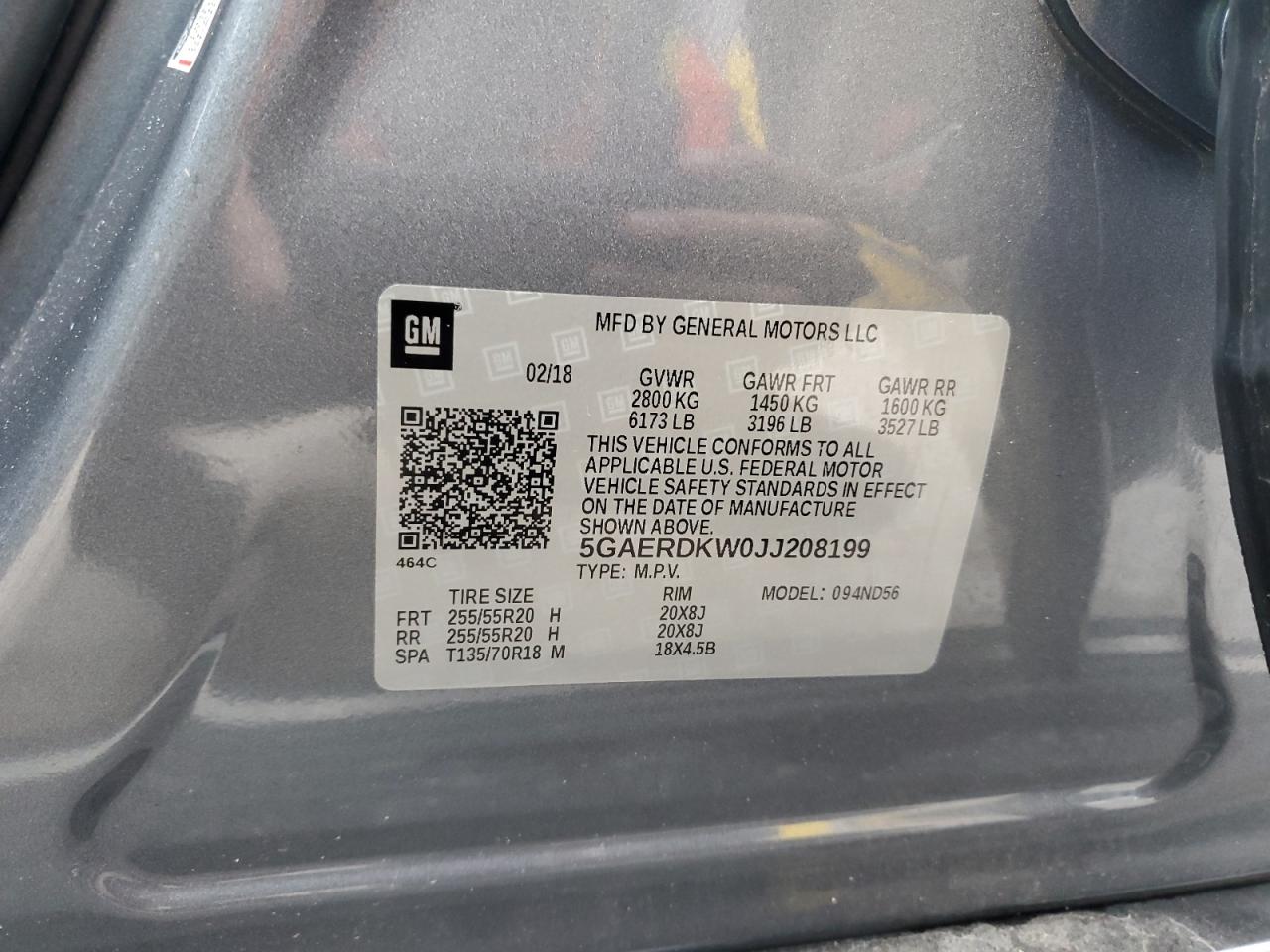 2018 Buick Enclave Avenir VIN: 5GAERDKW0JJ208199 Lot: 82750455