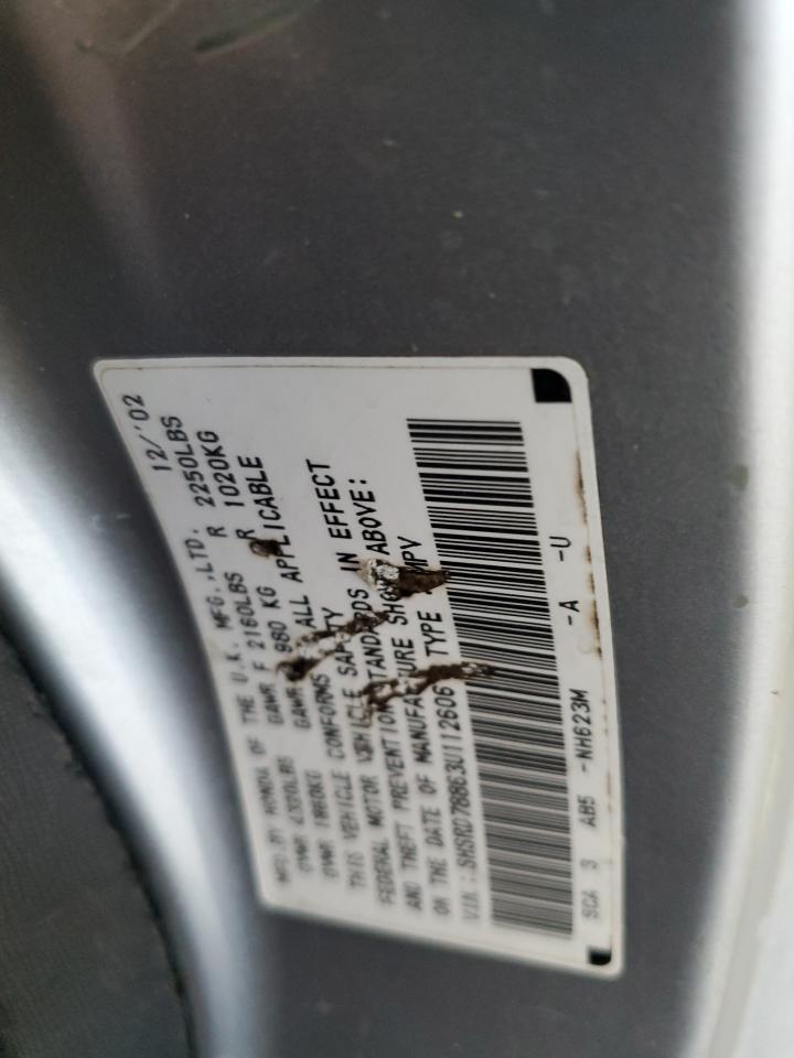 2003 Honda Cr-V Ex VIN: SHSRD78863U112606 Lot: 84416785