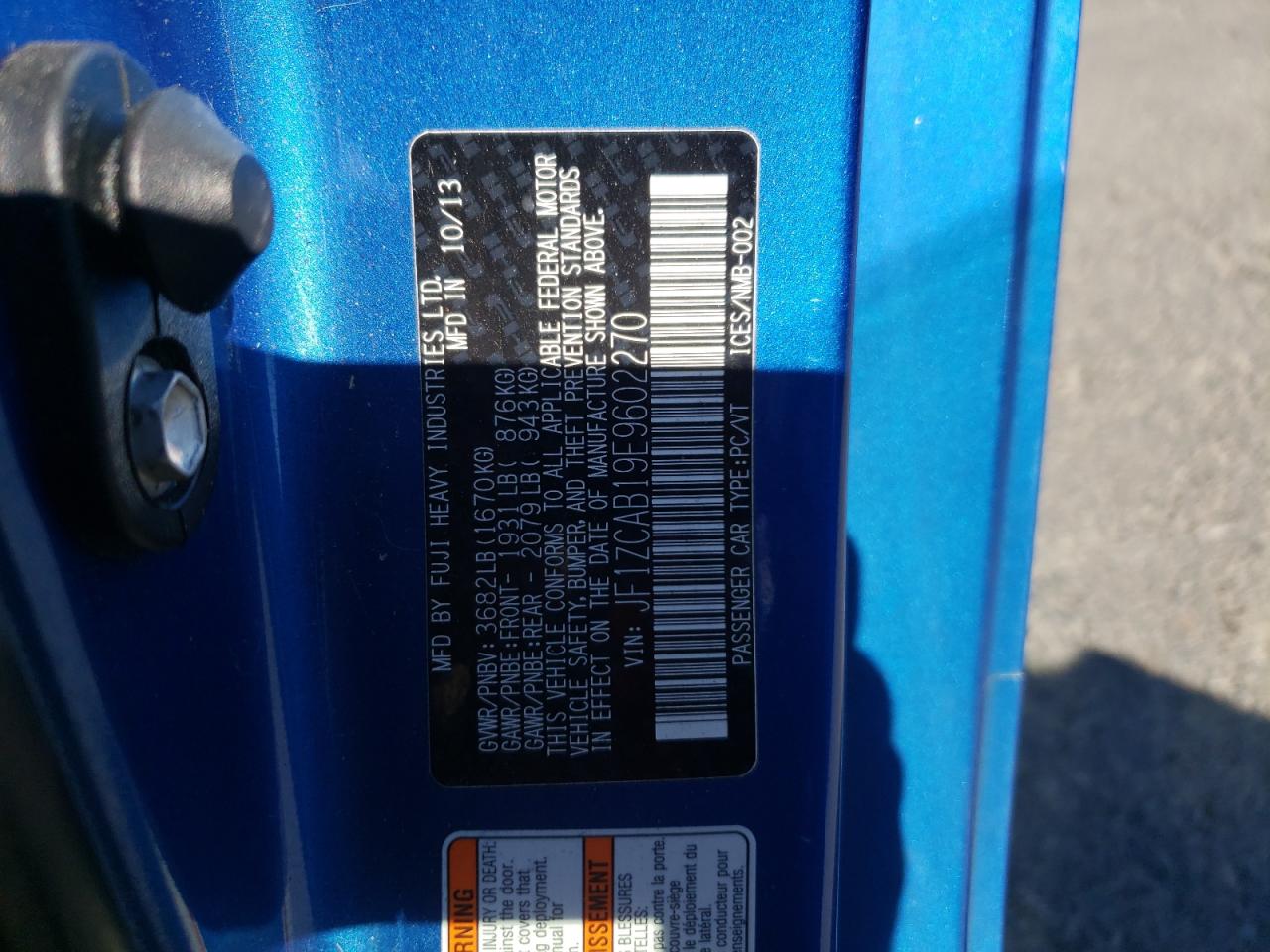 2014 Subaru Brz 2.0 Premium VIN: JF1ZCAB19E9602270 Lot: 84475915