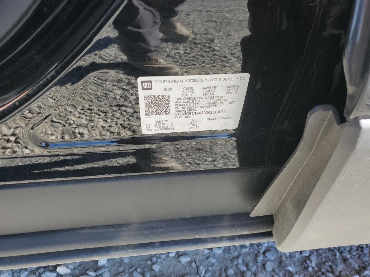 2022 Chevrolet Blazer 2Lt VIN: 3GNKBCR43NS216491 Lot: 82285605