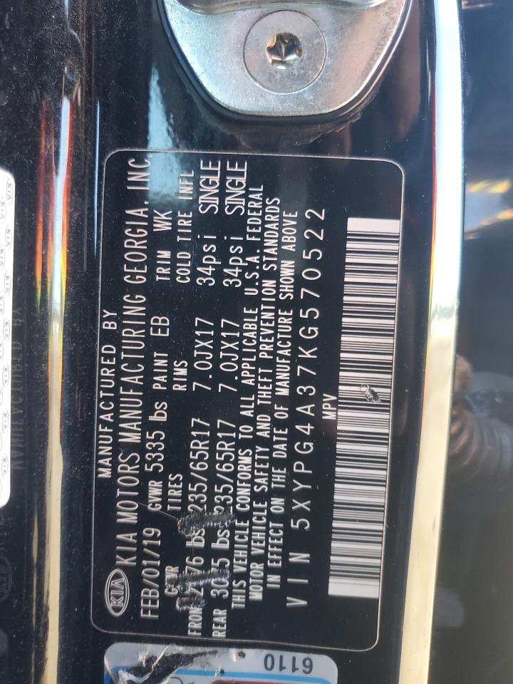 2019 Kia Sorento L VIN: 5XYPG4A37KG570522 Lot: 82339755