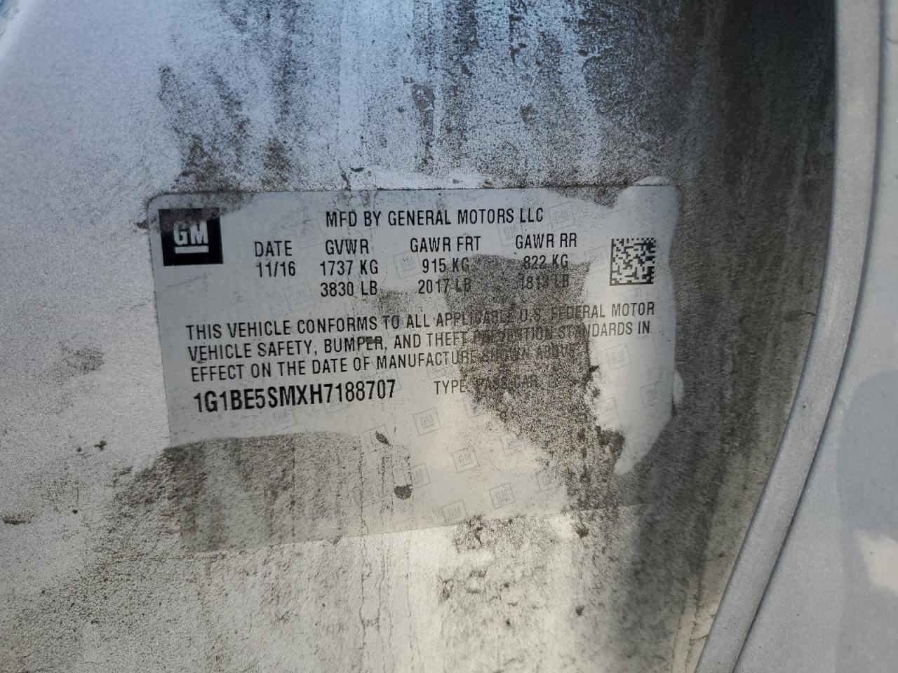 2017 Chevrolet Cruze Lt VIN: 1G1BE5SMXH7188707 Lot: 85157705
