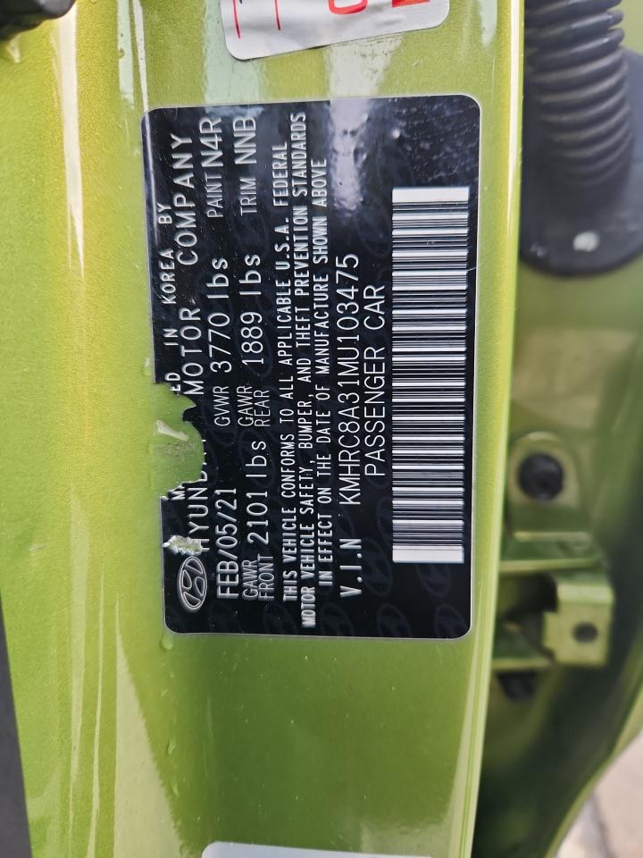 2021 Hyundai Venue Sel VIN: KMHRC8A31MU103475 Lot: 87421535