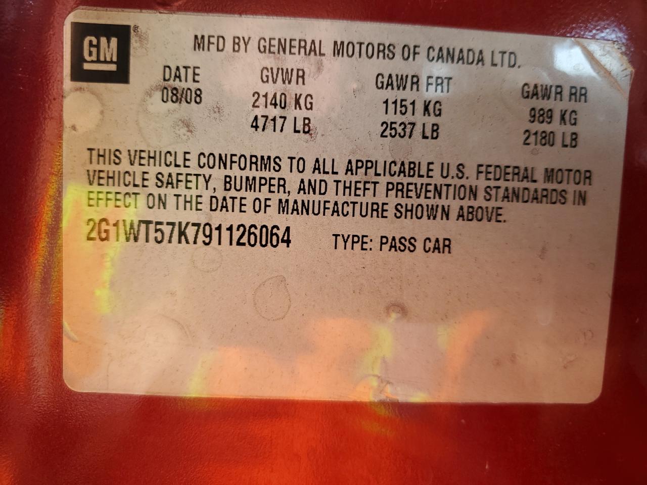 2009 Chevrolet Impala 1Lt VIN: 2G1WT57K791126064 Lot: 84541745