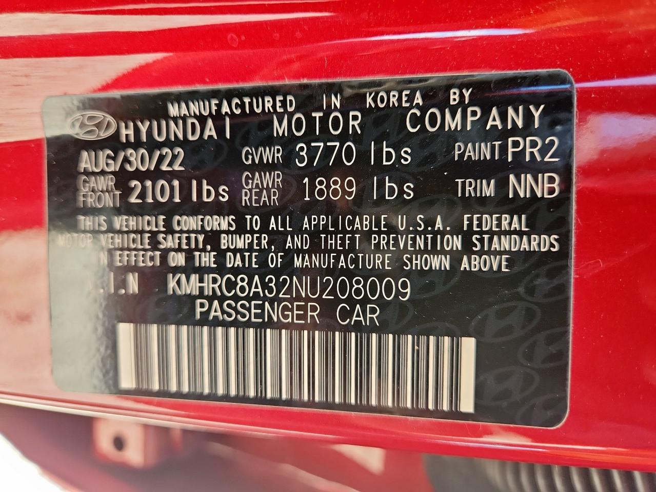 2022 Hyundai Venue Sel VIN: KMHRC8A32NU208009 Lot: 85752885