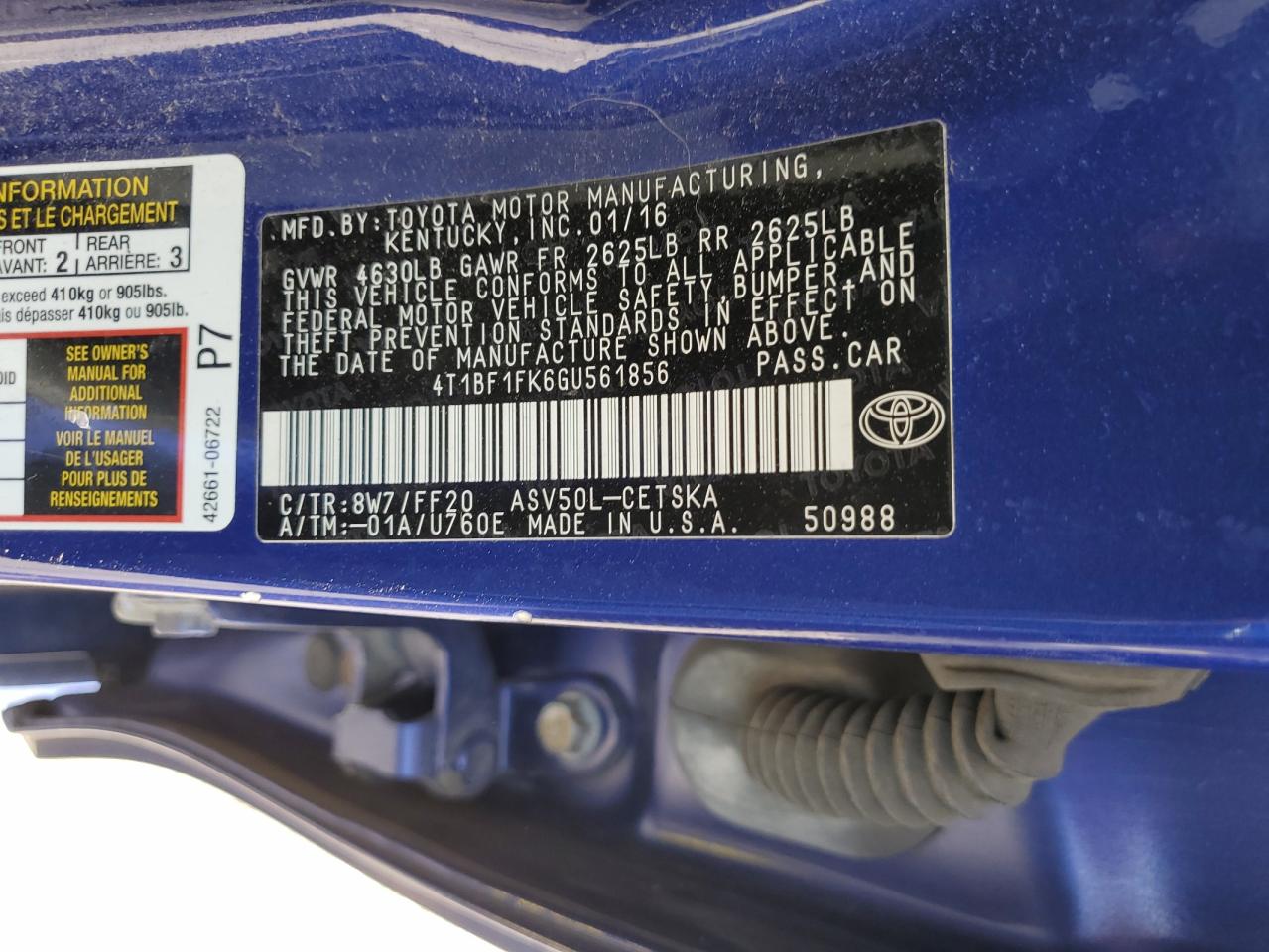 2016 Toyota Camry Le VIN: 4T1BF1FK6GU561856 Lot: 84818165