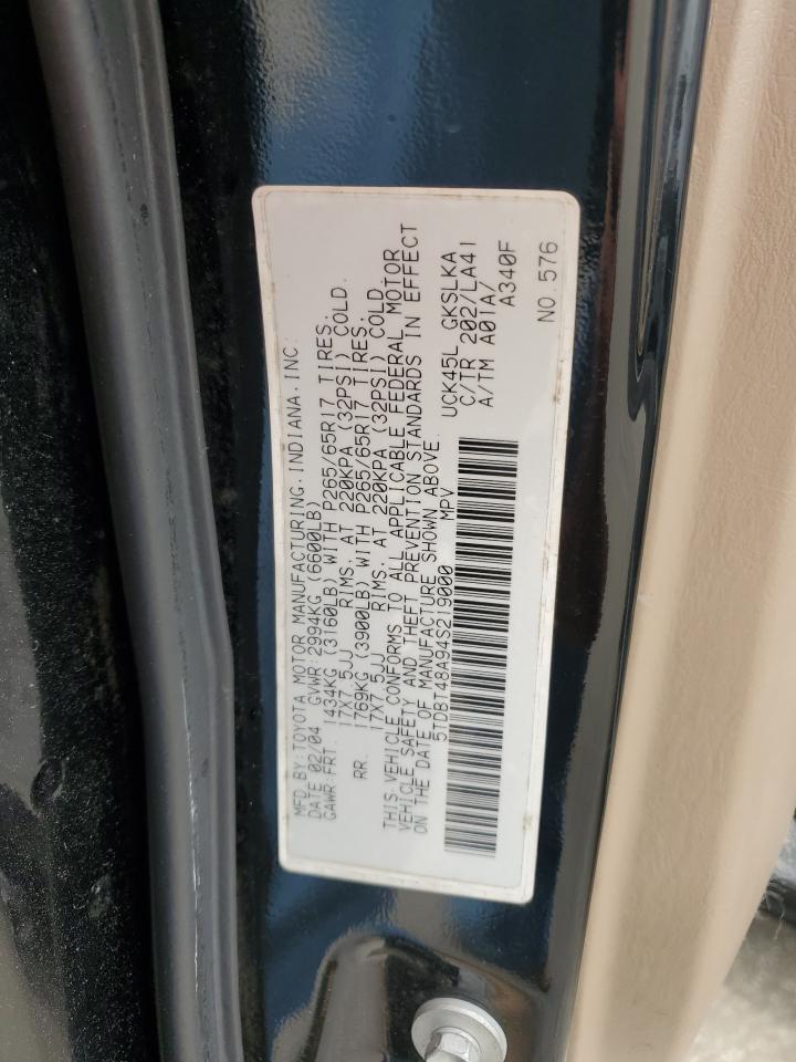 2004 Toyota Sequoia Limited VIN: 5TDBT48A94S219000 Lot: 86166445