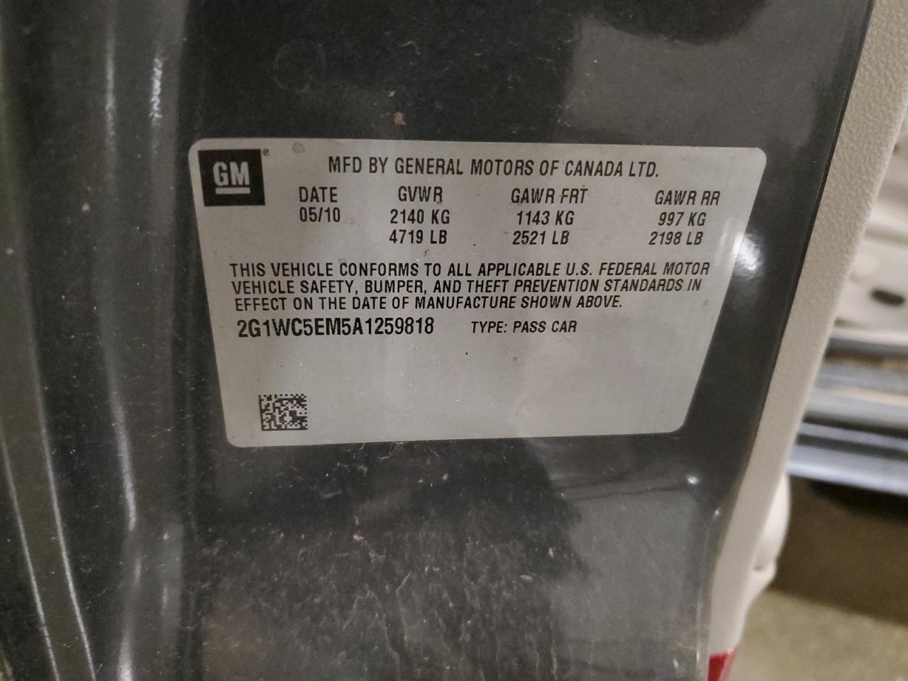 2010 Chevrolet Impala Ltz VIN: 2G1WC5EM5A1259818 Lot: 90687965