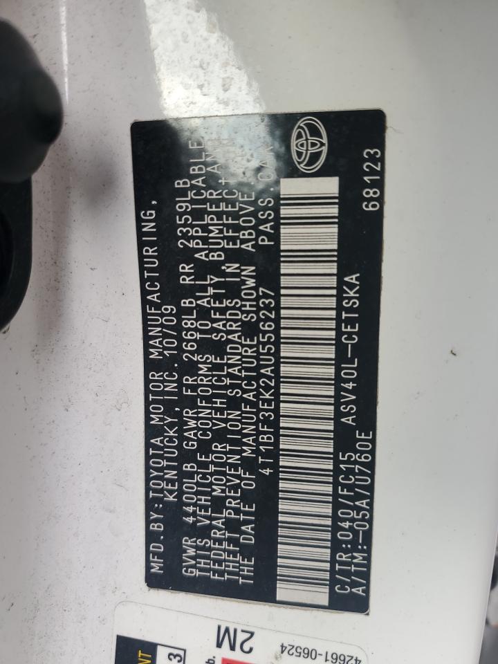 2010 Toyota Camry Base VIN: 4T1BF3EK2AU556237 Lot: 85526015