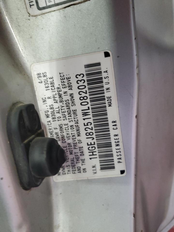1998 Honda Civic Ex VIN: 1HGEJ8251WL082033 Lot: 86700695