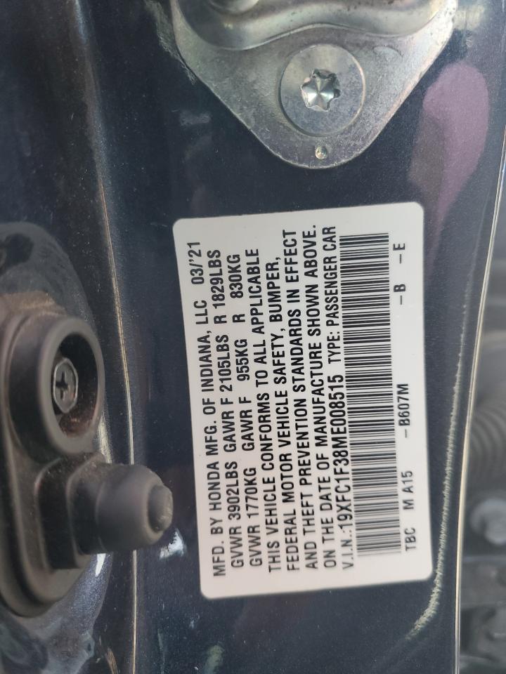 2021 Honda Civic Ex VIN: 19XFC1F38ME008515 Lot: 82440615