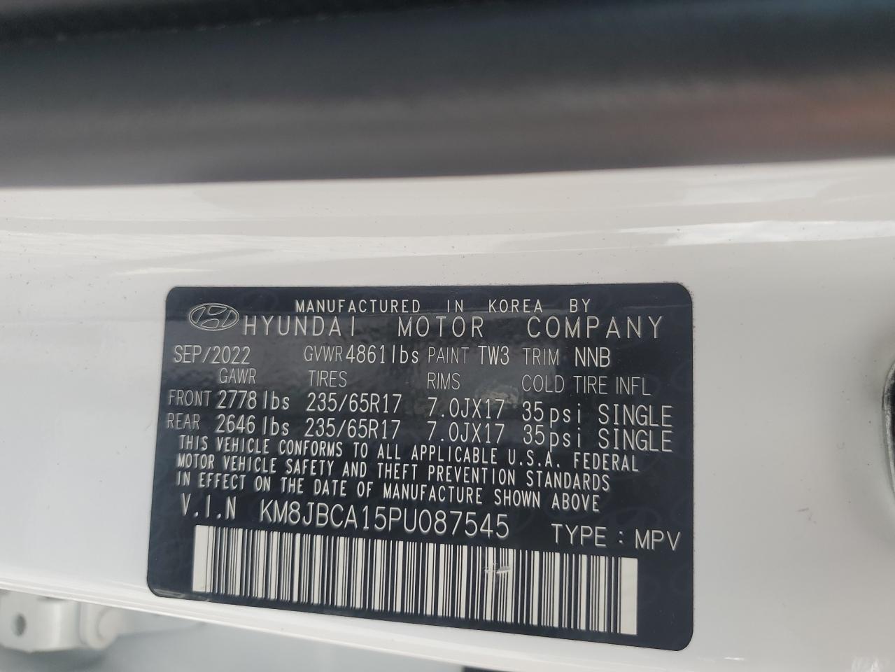 2023 Hyundai Tucson Blue VIN: KM8JBCA15PU087545 Lot: 84540595