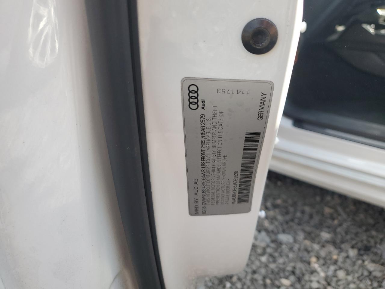 2018 Audi A5 Premium Plus VIN: WAUBNCF56JA092528 Lot: 84928895