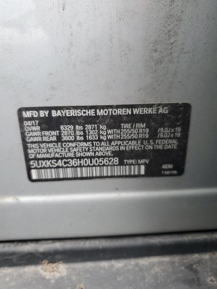 2017 BMW X5 xDrive35D VIN: 5UXKS4C36H0U05628 Lot: 85587495