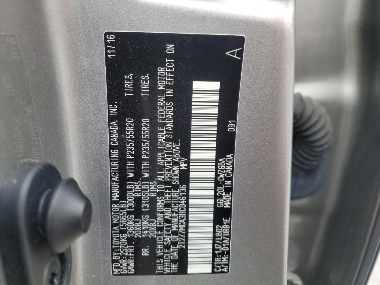 2017 Lexus Rx 350 Base VIN: 2T2ZZMCA3HC046136 Lot: 90098415