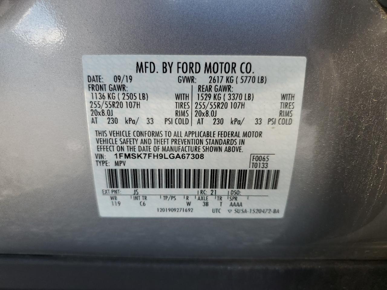 2020 Ford Explorer Limited VIN: 1FMSK7FH9LGA67308 Lot: 86445325