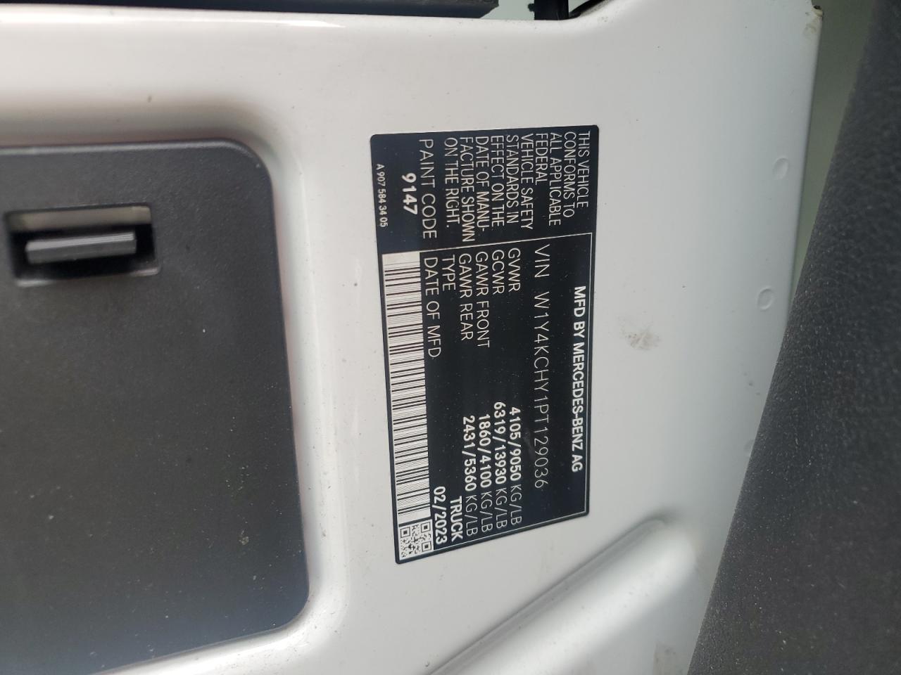 2023 Mercedes-Benz Sprinter 2500 VIN: W1Y4KCHY1PT129036 Lot: 84553385