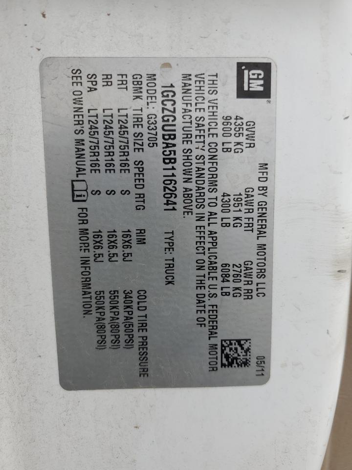 2011 Chevrolet Express Delivery Van VIN: 1GCZGUBA5B1162641 Lot: 82693345