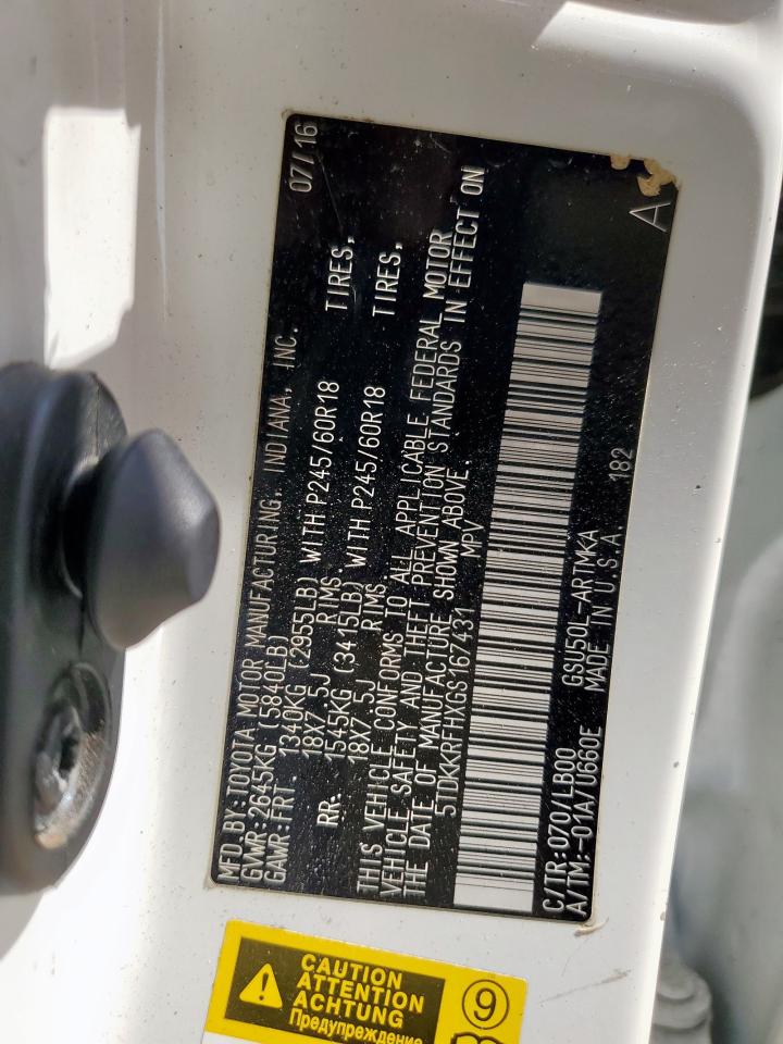 2016 Toyota Highlander Xle VIN: 5TDKKRFHXGS167431 Lot: 85179265