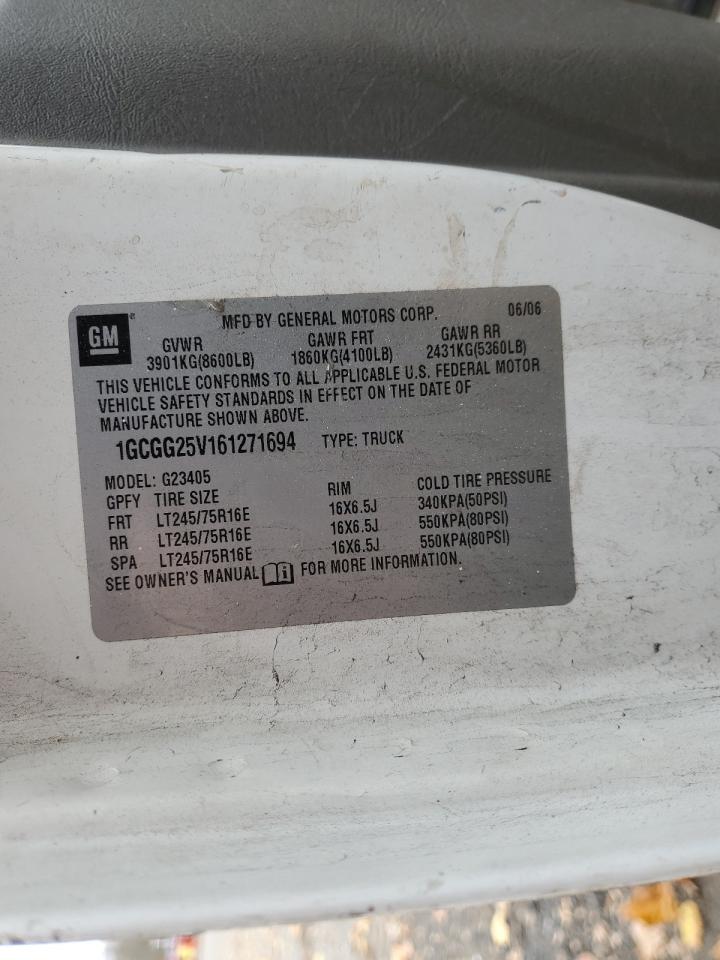 2006 Chevrolet Express G2500 VIN: 1GCGG25V161271694 Lot: 90236725