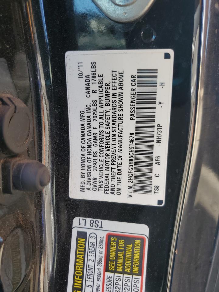 2012 Honda Civic Ex VIN: 2HGFG3B85CH514678 Lot: 84925915