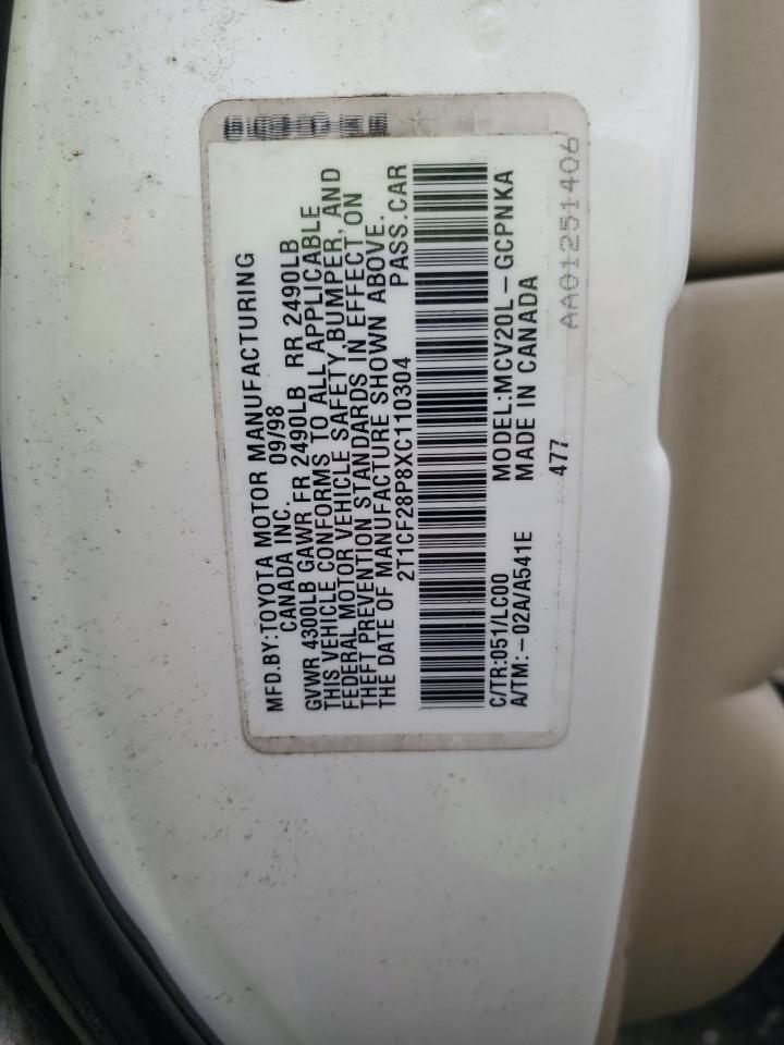 1999 Toyota Camry Solara Se VIN: 2T1CF28P8XC110304 Lot: 87375695