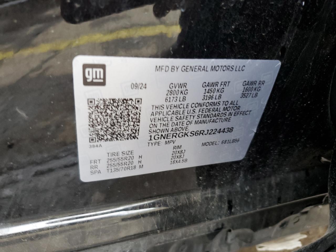 2024 Chevrolet Traverse Lt VIN: 1GNERGKS6RJ224438 Lot: 85755355