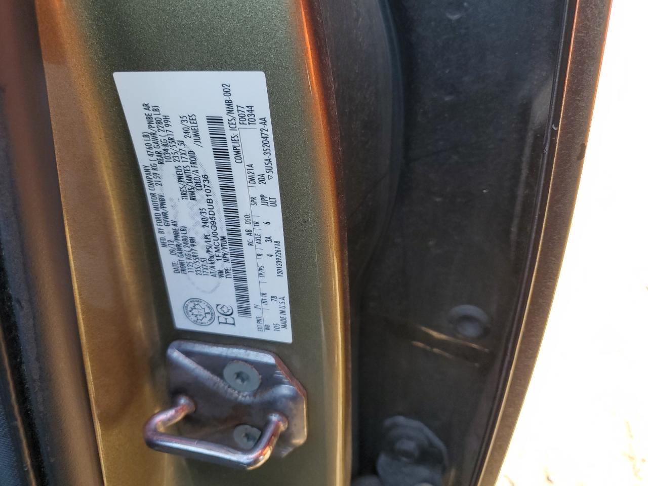 2013 Ford Escape Se VIN: 1FMCU0G95DUB10736 Lot: 82307355