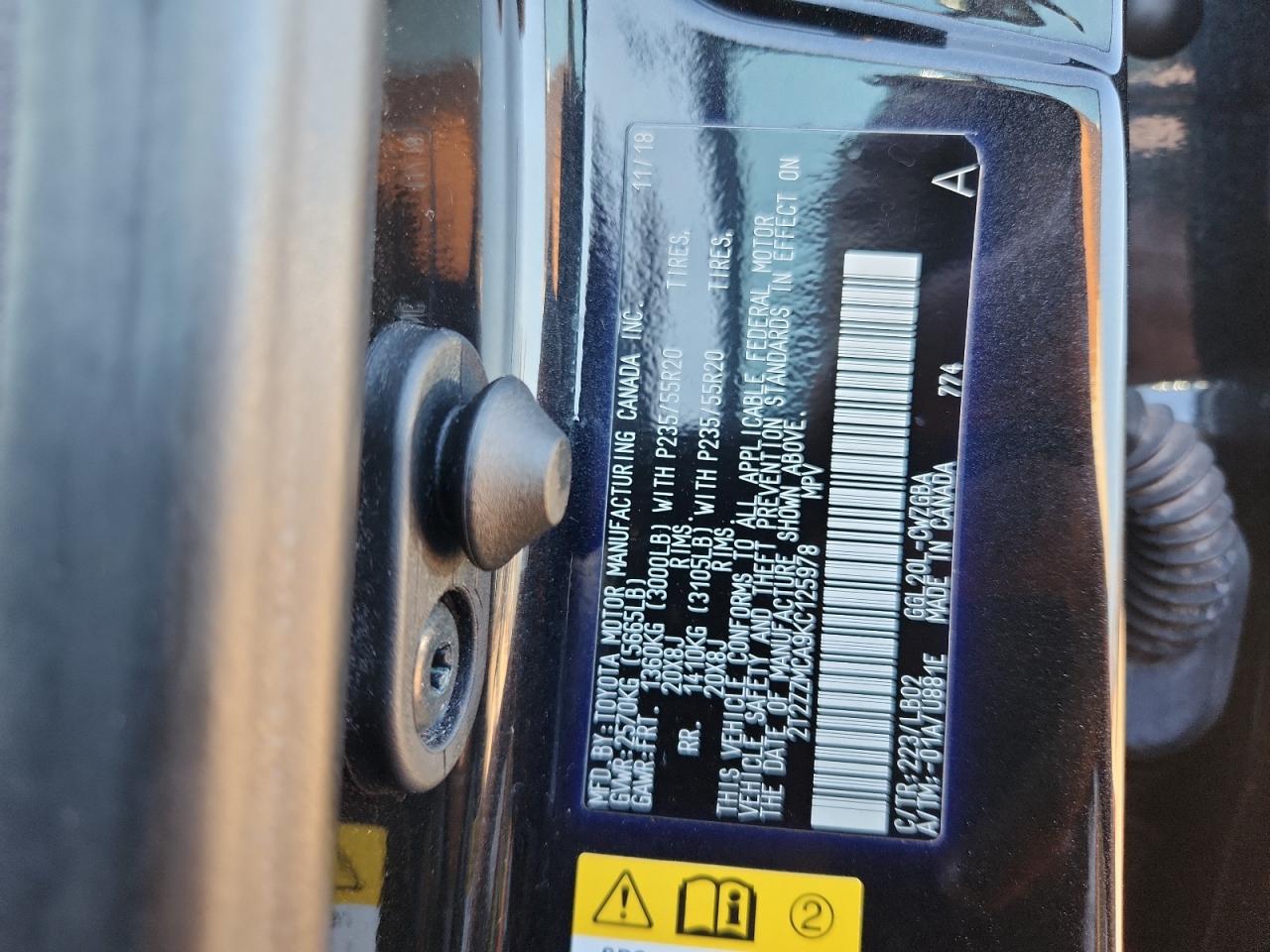 2019 Lexus Rx 350 Base VIN: 2T2ZZMCA9KC125978 Lot: 84782295