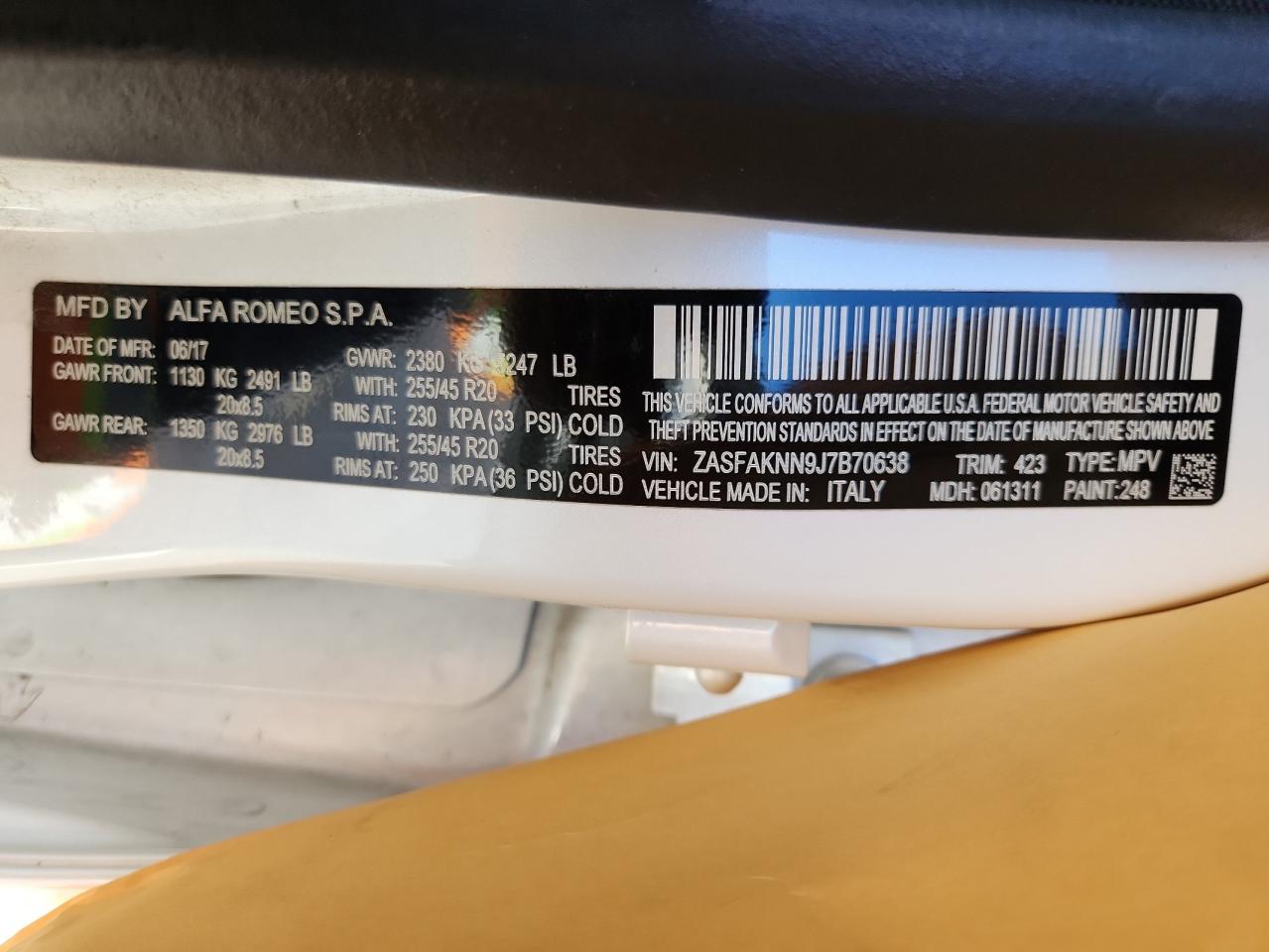 2018 Alfa Romeo Stelvio Ti Sport VIN: ZASFAKNN9J7B70638 Lot: 82766135