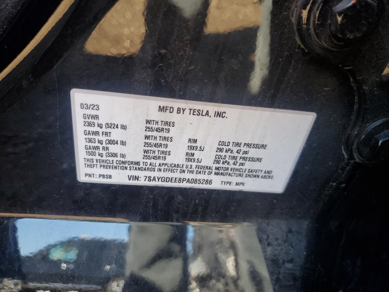 2023 Tesla Model Y VIN: 7SAYGDEE8PA085286 Lot: 82757465