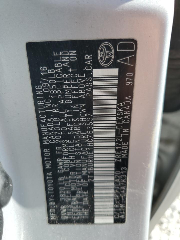 2017 Toyota Corolla L VIN: 2T1BURHE1HC763597 Lot: 86663465