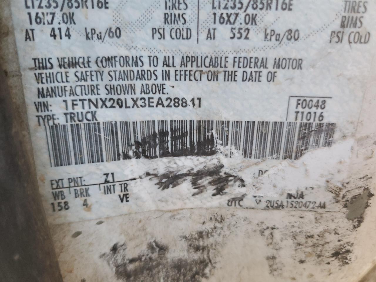 2003 Ford Super Duty F-250 Lar VIN: 1FTNX20LX3EA28841 Lot: 71670385